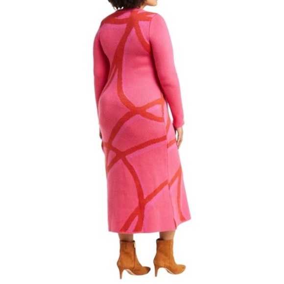 11 Honoré Alexia Long Sleeve Sweater Dress Hot Pink Swirls Women’s 1X - Picture 4 of 6